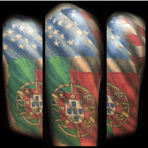 Portuguese and American flags