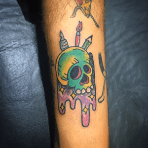 Surreal skull by @M0nk #surrealism #fullcolor #galaxy #space #art #worldfamousink #surrealtattoo 