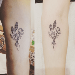 Matching tattoos #matchingtattoos #fineline #linework #floral #floraltattoo 