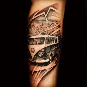Tattoo by Floyd Varesi @varrystattoo #floydvaresi #varrystattoo #tattoo #vw #vwbus #traveltattoo #volkswagen #ink #darkskull #swiss #sissach #swissink #awesometattoo #tattookultur #tattooart #surrealismart #swissinkinsta #tattooneeds #cheyennetattooequipment #tattoobalm #alphasuperfluid #blackandgrey #darkartists #tattooartist #realistictattoo #surealism #proartist #inkworld #realisticink #supertattoos 