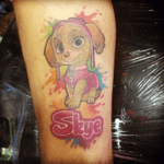 Paw Patrol tattoo of Skye done today! Out of my comfort zone but I love a challenge... Happy with the result and more importantly, so is the client! #tattoo #flowerskulltattoo #sky #skye #cartoon #colouful #dogs #pawpatrol #paws #kids #children #childrenscartoon 