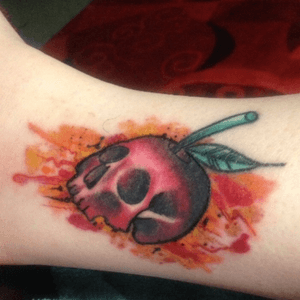 #cherry #skull #cherryskull #watercolor #innerankle #color - #background added by #tattoosbytuffee @tattoosbytuffe 