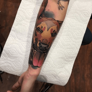 Stylized pup done by Grant aka The Baron proudly using #eternalink #dogs #nyc#manhattan #les #eastvillage 
