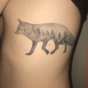 Fox in the forest.. #tattoo #nature  #fox #trees #detail 