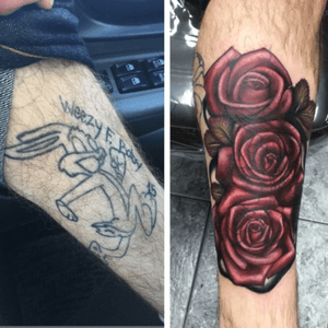 #coverup #tattoo #roses #outwiththeoldinwiththenew #wip #workinprogress 