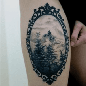 Forest in a cameo tattoo #cameo #forest #trees 