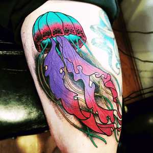 Jelly fish tattoo #tattoo #jellyfish #jellyfishtattoo #color #colors #brightcolours 