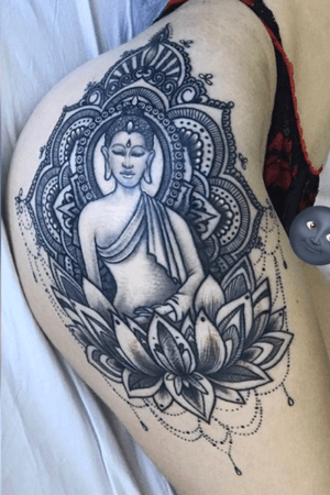 Buddha tattoo #buddha #buddhism #legtattoo 