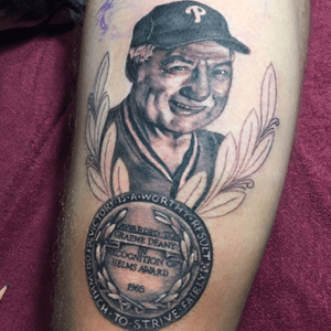 Start of something cool #tattoo #portrait #portraittattoo #tattooartist #medal #baseball #baseballtattoo #blackandgrey #realism #realistic #jktatts #tattoodo #tattoooftheday #tattoos #ink #inked #tattooedmen 