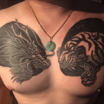 Dragon/Tiger chest tattoo