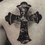 St.mary and jesus sculpture done#blackandgay #realistictattoos 