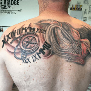Added a compass to this backpiece, fish is not my work.