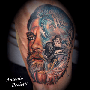 the soul of a sailor. Thanks @pro-t-ink @worldfamousink @dermalizepro @ohanaorganics #AntonioProietti #tattooartist #Tattoodo #camdentowntattoo #sailor #tattoo #realistictattoos 