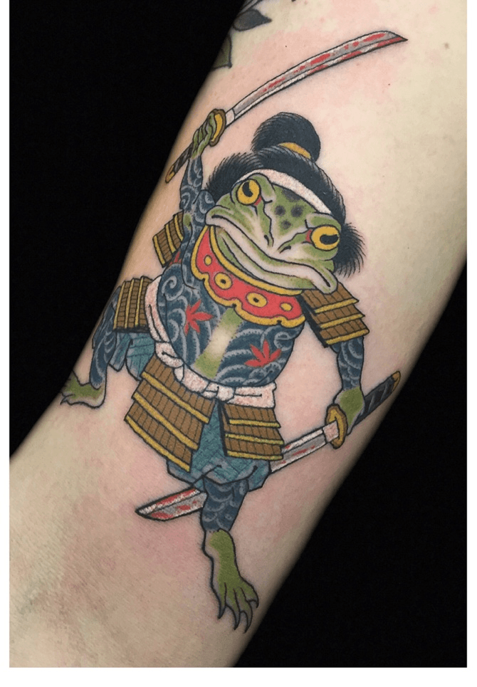 Samurai frog done at bright side tattoo Copenhagen by kest234  rtattoo