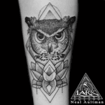 Tattoo by Lark Tattoo artist Neal Aultman #owl #lotus #owllotus #owltattoo #lotustattoo #owllotustattoo #geometrictattoo #linesanddots #blackwork #blackworkers #blackworktattoo #tattoo #tattoos #tat #tats #tatts #tatted #tattedup #tattoist #tattooed #tattoooftheday #inked #inkedup #tattoooftheday #amazingink #bodyart #tattooig #tattoososinstagram #instatats 