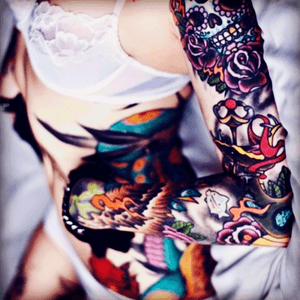 HOT! #body #colorful #sleeve #sidetattoo #sexy 