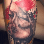 Polkatrash portrait done by Jake Karamol at Tattoo Icons in Perryville, MD. #portrait #trashpolka #blackandgrey #colorpop