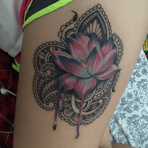 My tattoo by Butch Aggasid in the Philippines #lotus #lotusflower #mandala #mandalaandflowers #watercolor 