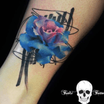 #rose #blue #pink #blackbackground #abstract #floral #flower #SimonaTavci @simona_tavcitattoo 