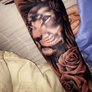Got this today #lion #sleeve #rose 