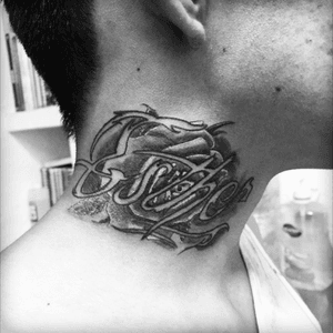 #letteringtattoo #tattoo #necktattoos #rose #negativespace 