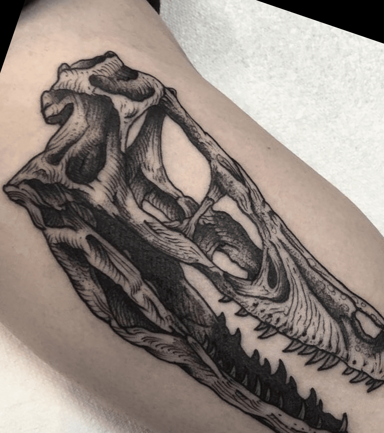 Dinosaur skull floral by Héctor Concepción  Tattoos