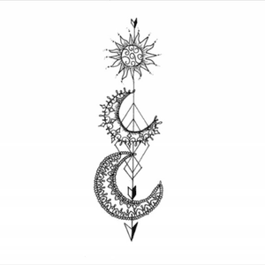 Love this design... Unique twist on an arrow tattoo. #arrow #design #sunandmoontattoo 