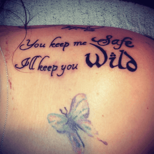 Script tattoo done by Tim @Artistic Impressions and the watercolour butterfly done by Tamara @123 Studio bith in St. Catharines, ON