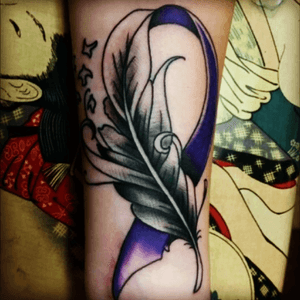 Pancreatic cancer ribbon with feather and birds for my grandma #cancer #pancreatic #pancreaticcancer #feather #birds #purple #love #family 