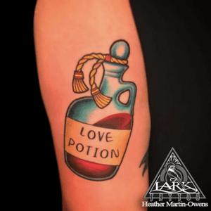 Tattoo by Lark Tattoo artist Heather Martin-Owens #tattoo #tattoos #love #lovepotion #lovetattoo #lovepotiontattoo #tattoo #colortattoo #tat #tats #tatts #tatted #tattedup #tattoist #tattooed #tattoooftheday #inked #inkedup #ink #tattoooftheday #amazingink #bodyart #tattooig #tattoosofinstagram #instatats #larktattoo #larktattoos #larktattoowestbury 