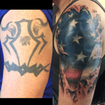 Fun cover up #coverup #americanflag #millsoriginal #jacksonvilletattoocompany #nctattooers 