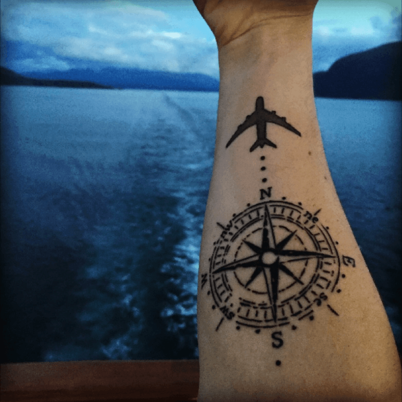 Details 55+ airplane compass tattoo best