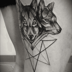 Three headed wolf tattoo #wolf 