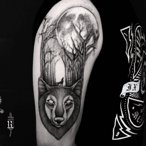  #wolftattoo #wolf #lobo #tattoo #blackwork #dotwork #pontilhismo #brasil #tree #forest