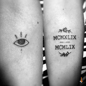Nº136 #tattoo #eye #mystique #dates #romannumbers #parents #vanilla #olive #branch #littletattoos #filledwithlines #bylazlodasilva