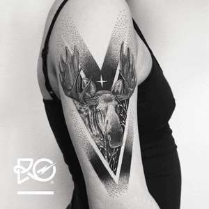 By RO. Robert Pavez • Sweet Moose • Studio Nice Tattoo • Stockholm - Sweden 2018  • #engraving #dotwork #etching #dot #linework #geometric #ro #blackwork #blackworktattoo #blackandgrey #black #tattoo #fineline
