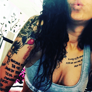 #tattoedgirls #chesttattoo #quotetattoos #flowertattoos #shouldertattoos #inkedup 