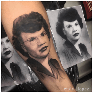 Portrait tattoo of clients grandmother. 