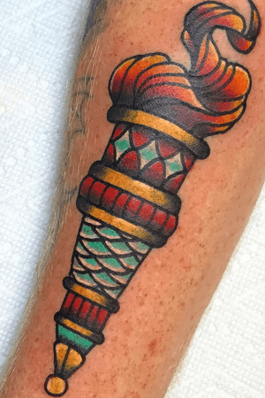#neotraditional torch tattoo! 