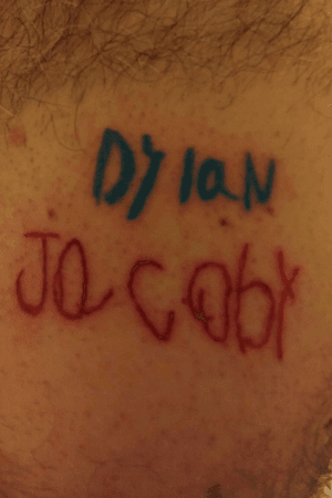 Kids handwriting on dads chest