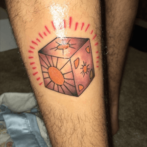 Most recent tattoo I got. Its the box from the Hell Raiser series #americantradional #hellraiser #movies 