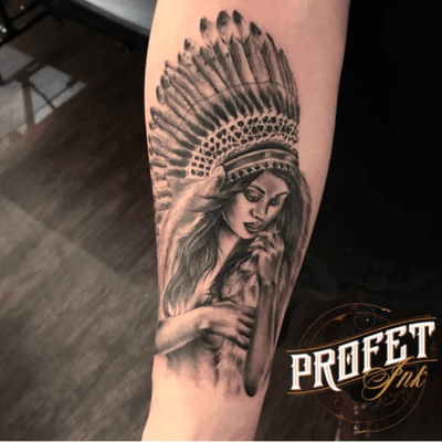 Had a great time doing this tattoo the other day! @ profet ink tattoo studio in glen rock pennsylvania #profetink #baltimoretattoo #pennsylvaniatattoo #blackandgreytattoo #headresstattoo