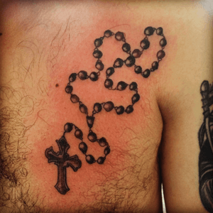 A rosary tattoo on the chest hope you like it #jordan #rosary #tattoo 