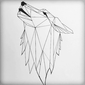 Lone wolf geometric tattoo drawn by me. Original tattoo artist unknown. #WolfTattoo #Geometry #lineworktattoo