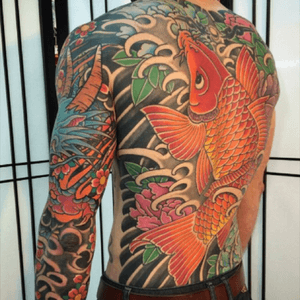 Dragon sleeve addition to my Koi back piece #japanesedragon #dragon #dragonsleeve #koi #japanesekoi 