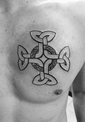 Awesome celtic cross done at Spinning Needles in Fort Worth! #celticcross #blackandgrey 