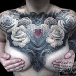 Heart locket chest piece #tattoo #heart 
