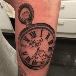Youngest sons time and birthdate on a pocket watch by dan brown #tanukitattoo 