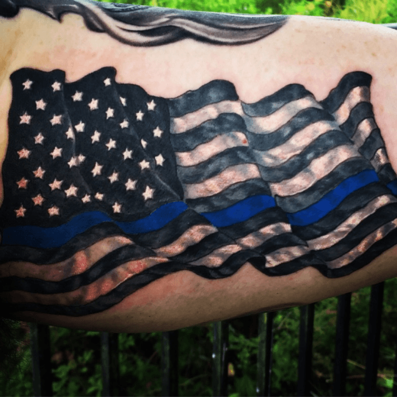Thin blue line flag by Mark flag  Blue Heron Tattoo  Facebook