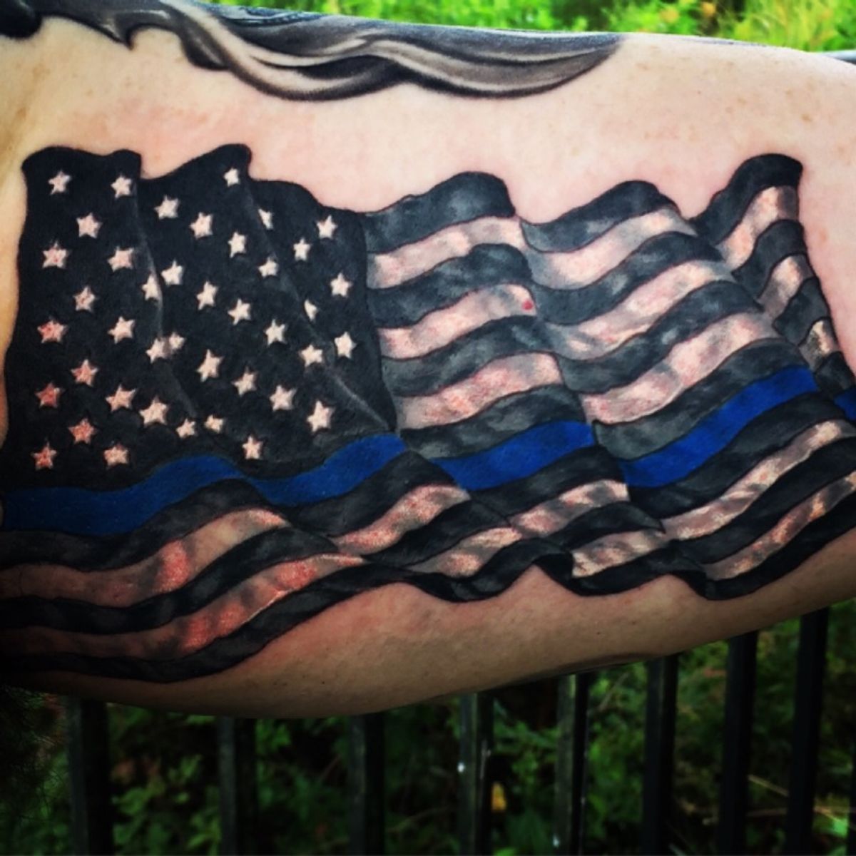 Tattoo uploaded by Fernando de la Espriella • Thin Blue Line Ghost Flag  tattoo • Tattoodo